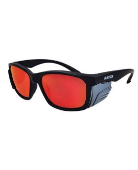 MAXISAFE  Rayzr Safety Glasses - Matte Black Frame - Red Mirror Polarised Lens