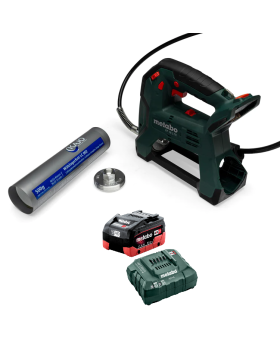 METABO KAJO SCREW CARTRIDGE GREASE GUN COMBO KIT WITH ADAPTER & GREASE