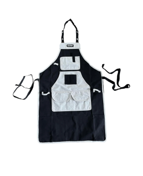 OLTRE Black Canvas With Cream Leather Apron
