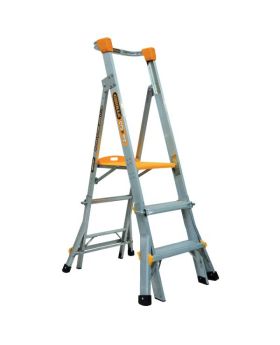Gorilla PL0304-HD Adjustable height platform ladder 0.9m - 1.2m (3-4ft) Aluminium Heavy Duty 180kg Industrial