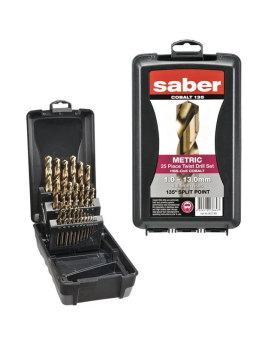 SABER By Bordo HSS-Co5 Cobalt Metric Drill Set With 135Degree Split Point In ABS Plastic Tough Case-25pce 