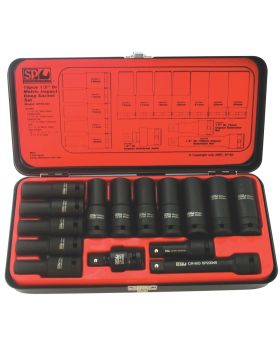 SP Tools SP20320 15pc 1/2' 6pt MM Deep Impact Socket Set