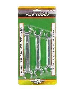 Z TECH 3PC FLARE NUT SPANNER SET KC19801