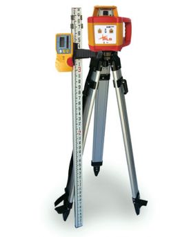 PLS LASERS Red Beam Rotary Construction Laser Level Kit With Tripod-HR1000KIT