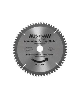 AUSTSAW 210mm (8in) Aluminium Blade Triple Chip - 25/16mm Bore - 60 Teeth