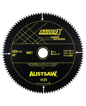 AUSTSAW RaiderX Aluminium Multi Material Blade-255mm x 30 x 100T - ABRX25530100
