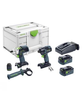 Festool 18v  Cordless Impact Driver Drill -Impact Driver Hammer Drill Combo Kit With 5.2ah Batteries In Systainer - 576999 -BD
