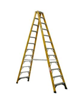 GORILLA Fibreglass Industrial Double Sided Step Ladder 12-Step 3.6m 150kg FSM012-I