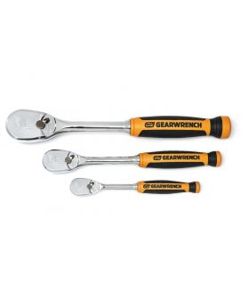 GEARWRENCH 3 PC. 1/4", 3/8" & 1/2" DRIVE 90-TOOTH DUAL MATERIAL TEARDROP RATCHET SET 81207T