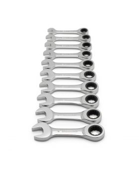 GEARWRENCH 10 PC. 72-TOOTH 12 POINT STUBBY RATCHETING COMBINATION METRIC WRENCH SET 9520D