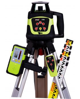 IMEX 77R Red Beam Rotating Construction Laser Level Kit With Tripod & Staff 77RKIT