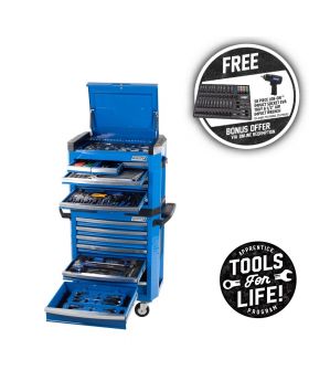 Kincrome P1805 Contour 242Pce Tool Kit In Chest & Roller Cabinet With Apprentice Bonus Tools-Blue
