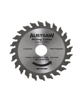 AUSTSAW 115mm (4.5in) 4mm Milling Cutter Blade - 22.2mm Bore - 24 Teeth