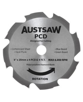 AUSTSAW 160mm (6 1/4in) Polycrystalline Diamond Blade - 20/16mm Bore - 4PCD 4TCT Teeth