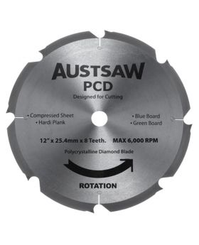 AUSTSAW 300mm (12in) Polycrystalline Diamond Blade - 25.4mm Bore - 8PCD Teeth