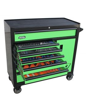 SP Tools SP50606 217pc Metric/SAE Custom Series Roller Cabinet Tool Kit - Black/Green
