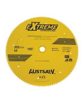 AUSTSAW Extreme Stainless Steel Blade 355mm x 25.4 x 110T