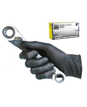 TGC Industrial Black Nitrile Disposable Work Gloves-100Pack-Medium 160002