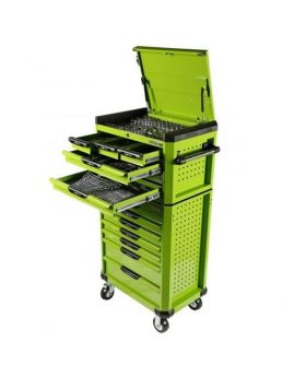 TYPHOON 419pce Tool Kit With Insert Trays in Chest & Roller Cabinet-Green